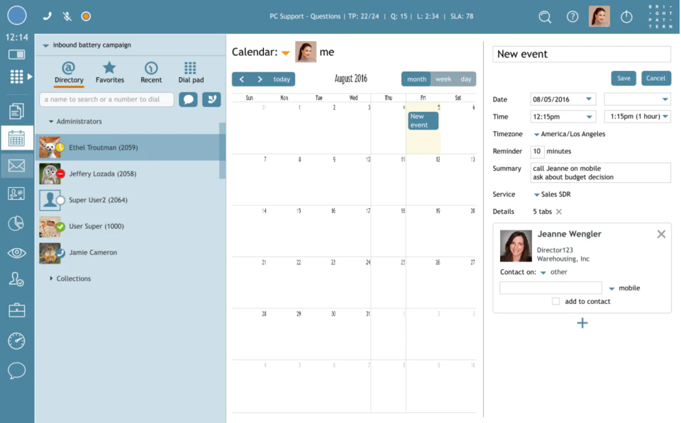 screenshot of Bright Pattern